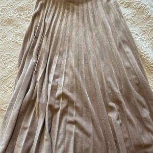 Pleated A-Line Midi Skirt in Taupe